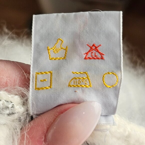 Vintage Sun-Wai Angora Black & White Cardigan Sz M - Picture 8 of 9